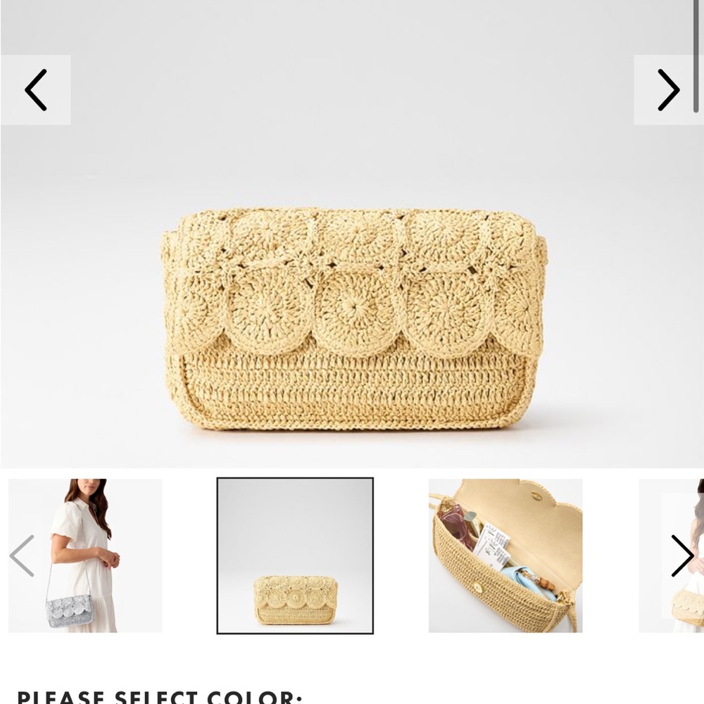 Woven Crochet Clutch Bag in Natural Straw